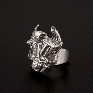New Unisex Size 2 Gothic Punk Style Ring Cobra Head Stainless Steel Adjustable